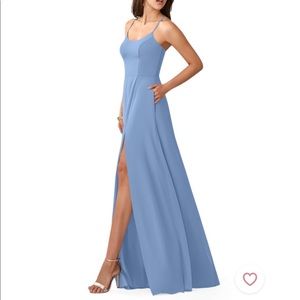 Azazie Steel Blue Moira Dress